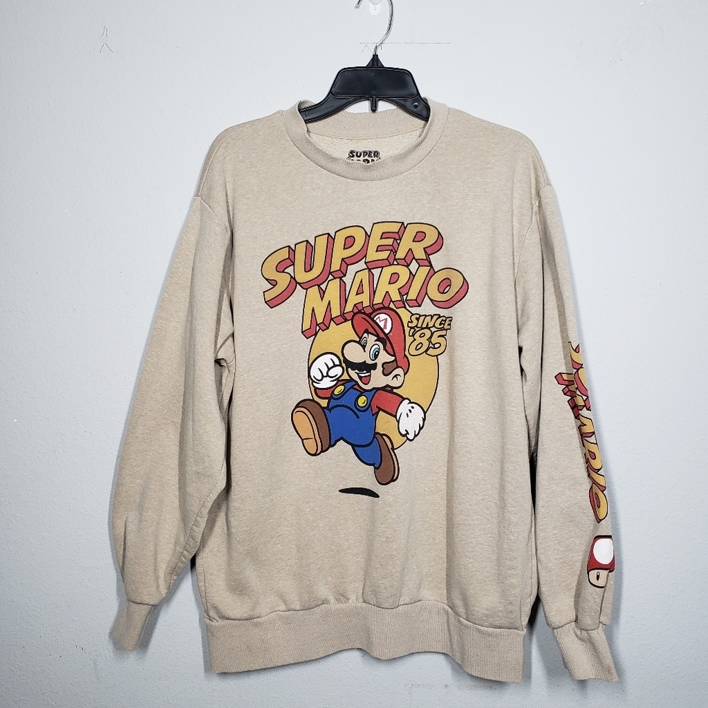 $5 Sale Super Mario Nintendo Tan Sweatshirt Size Medium
